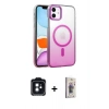 MARSİLYAN™- iPhone 11 Kılıf Ahenk Doku Özel Seri - Siyah Bilvis 3D Cam Ekran Koruyucu + PVD Metal Kamera Lens - SH