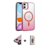 MARSİLYAN™- iPhone 11 Kılıf Ahenk Doku Özel Seri - Siyah Bilvis 3D Cam Ekran Koruyucu + Raze Metal Kamera Lens - SH