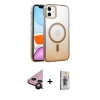 MARSİLYAN™- iPhone 11 Kılıf Ahenk Doku Özel Seri - Siyah Bilvis 3D Cam Ekran Koruyucu + Raze Metal Kamera Lens - SH