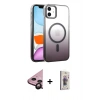 MARSİLYAN™- iPhone 11 Kılıf Ahenk Doku Özel Seri - Siyah Bilvis 3D Cam Ekran Koruyucu + Raze Metal Kamera Lens - SH