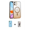 MARSİLYAN™- iPhone 11 Kılıf Ahenk Doku Özel Seri - Siyah Bilvis 3D Cam Ekran Koruyucu + Neon Fosforlu Kamera Lens - YL