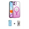MARSİLYAN™- iPhone 11 Kılıf Ahenk Doku Özel Seri - Siyah Bilvis 3D Cam Ekran Koruyucu + Neon Fosforlu Kamera Lens - YL