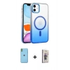 MARSİLYAN™- iPhone 11 Kılıf Ahenk Doku Özel Seri - Siyah Bilvis 3D Cam Ekran Koruyucu + Neon Fosforlu Kamera Lens - YL