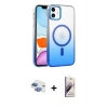 MARSİLYAN™- iPhone 11 Kılıf Ahenk Doku Özel Seri - Siyah Bilvis 3D Mat Cam Ekran Koruyucu + Gökkuşağı Pers Alüminyum Kamera Lens