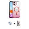 MARSİLYAN™- iPhone 11 Kılıf Ahenk Doku Özel Seri - Siyah Bilvis 3D Mat Cam Ekran Koruyucu + Gökkuşağı Pers Alüminyum Kamera Lens