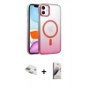 MARSİLYAN™- iPhone 11 Kılıf Ahenk Doku Özel Seri - Siyah Bilvis 3D Mat Cam Ekran Koruyucu + Pers Alüminyum Kamera Lens - GD