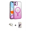 MARSİLYAN™- iPhone 11 Kılıf Ahenk Doku Özel Seri - Siyah Bilvis 3D Mat Cam Ekran Koruyucu + Pers Alüminyum Kamera Lens - GD