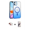 MARSİLYAN™- iPhone 11 Kılıf Ahenk Doku Özel Seri - Siyah Bilvis 3D Mat Cam Ekran Koruyucu + Kırmızı Pers Alüminyum Kamera Lens