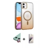 MARSİLYAN™- iPhone 11 Kılıf Ahenk Doku Özel Seri - Siyah Bilvis 3D Mat Cam Ekran Koruyucu + Raze Metal Kamera Lens - KI