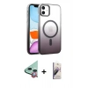 MARSİLYAN™- iPhone 11 Kılıf Ahenk Doku Özel Seri - Siyah Bilvis 3D Mat Cam Ekran Koruyucu + Raze Metal Kamera Lens - KI