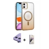 MARSİLYAN™- iPhone 11 Kılıf Ahenk Doku Özel Seri - Siyah Bilvis 3D Mat Cam Ekran Koruyucu + Raze Metal Kamera Lens - MR