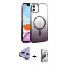 MARSİLYAN™- iPhone 11 Kılıf Ahenk Doku Özel Seri - Siyah Bilvis 3D Mat Cam Ekran Koruyucu + Raze Metal Kamera Lens - MR