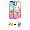 MARSİLYAN™- iPhone 11 Kılıf Ahenk Doku Özel Seri - Siyah Bilvis 3D Mat Cam Ekran Koruyucu + Rainbow Kamera Lens Koruma Cam - KI