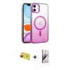 MARSİLYAN™- iPhone 11 Kılıf Ahenk Doku Özel Seri - Siyah Bilvis 3D Mat Cam Ekran Koruyucu + Rainbow Kamera Lens Koruma Cam - KI