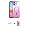 MARSİLYAN™- iPhone 11 Kılıf Ahenk Doku Özel Seri - Siyah Bilvis 3D Mat Cam Ekran Koruyucu + Renkli Kamera Lens Koruma Cam - SI