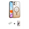 MARSİLYAN™- iPhone 11 Kılıf Ahenk Doku Özel Seri - Siyah Bilvis 3D Mat Cam Ekran Koruyucu + Renkli Kamera Lens Koruma Cam - SI