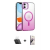 MARSİLYAN™- iPhone 11 Kılıf Ahenk Doku Özel Seri - Siyah Bilvis 3D Mat Cam Ekran Koruyucu + Şeffaf Kamera Lens Koruma Cam