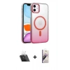 MARSİLYAN™- iPhone 11 Kılıf Ahenk Doku Özel Seri - Siyah Bilvis 3D Mat Cam Ekran Koruyucu + Şeffaf Kamera Lens Koruma Cam