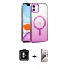 MARSİLYAN™- iPhone 11 Kılıf Ahenk Doku Özel Seri - Siyah Bilvis 3D Mat Cam Ekran Koruyucu + PVD Metal Kamera Lens - TU