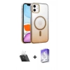 MARSİLYAN™- iPhone 11 Kılıf Ahenk Doku Özel Seri - Siyah Bilvis 5in1 3D Magic Cam Ekran Koruyucu + Kamera Lens Koruma Cam - SF