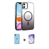MARSİLYAN™- iPhone 11 Kılıf Ahenk Doku Özel Seri - Siyah Bilvis 5in1 3D Magic Cam Ekran Koruyucu + Neon Fosforlu Kamera Lens - MI