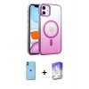 MARSİLYAN™- iPhone 11 Kılıf Ahenk Doku Özel Seri - Siyah Bilvis 5in1 3D Magic Cam Ekran Koruyucu + Neon Fosforlu Kamera Lens - MI