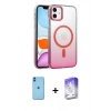 MARSİLYAN™- iPhone 11 Kılıf Ahenk Doku Özel Seri - Siyah Bilvis 5in1 3D Magic Cam Ekran Koruyucu + Neon Fosforlu Kamera Lens - MI