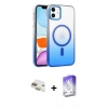 MARSİLYAN™- iPhone 11 Kılıf Ahenk Doku Özel Seri - Siyah Bilvis 5in1 3D Magic Cam Ekran Koruyucu + Pers Alüminyum Kamera Lens - GD