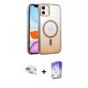 MARSİLYAN™- iPhone 11 Kılıf Ahenk Doku Özel Seri - Siyah Bilvis 5in1 3D Magic Cam Ekran Koruyucu + Pers Alüminyum Kamera Lens - GD
