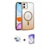 MARSİLYAN™- iPhone 11 Kılıf Ahenk Doku Özel Seri - Siyah Bilvis 5in1 3D Magic Cam Ekran Koruyucu + Pers Alüminyum Kamera Lens - GI