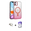 MARSİLYAN™- iPhone 11 Kılıf Ahenk Doku Özel Seri - Siyah Bilvis 5in1 3D Magic Cam Ekran Koruyucu + Pers Alüminyum Kamera Lens - GD