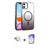 MARSİLYAN™- iPhone 11 Kılıf Ahenk Doku Özel Seri - Siyah Bilvis 5in1 3D Magic Cam Ekran Koruyucu + Pers Alüminyum Kamera Lens - GD