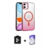 MARSİLYAN™- iPhone 11 Kılıf Ahenk Doku Özel Seri - Siyah Bilvis 5in1 3D Magic Cam Ekran Koruyucu + PVD Metal Kamera Lens - YL