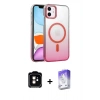 MARSİLYAN™- iPhone 11 Kılıf Ahenk Doku Özel Seri - Siyah Bilvis 5in1 3D Magic Cam Ekran Koruyucu + PVD Metal Kamera Lens - TU