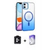 MARSİLYAN™- iPhone 11 Kılıf Ahenk Doku Özel Seri - Siyah Bilvis 5in1 3D Magic Cam Ekran Koruyucu + PVD Metal Kamera Lens - YL