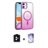 MARSİLYAN™- iPhone 11 Kılıf Ahenk Doku Özel Seri - Siyah Bilvis 5in1 3D Magic Cam Ekran Koruyucu + PVD Metal Kamera Lens - TU