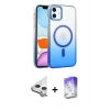 MARSİLYAN™- iPhone 11 Kılıf Ahenk Doku Özel Seri - Siyah Bilvis 5in1 3D Magic Cam Ekran Koruyucu + Raze Metal Kamera Lens - GS