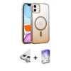 MARSİLYAN™- iPhone 11 Kılıf Ahenk Doku Özel Seri - Siyah Bilvis 5in1 3D Magic Cam Ekran Koruyucu + Raze Metal Kamera Lens - GS