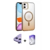 MARSİLYAN™- iPhone 11 Kılıf Ahenk Doku Özel Seri - Siyah Bilvis 5in1 3D Magic Cam Ekran Koruyucu + Raze Metal Kamera Lens - MR