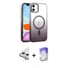 MARSİLYAN™- iPhone 11 Kılıf Ahenk Doku Özel Seri - Siyah Bilvis 5in1 3D Magic Cam Ekran Koruyucu + Raze Metal Kamera Lens - GS