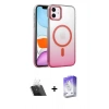 MARSİLYAN™- iPhone 11 Kılıf Ahenk Doku Özel Seri - Siyah Bilvis 5in1 3D Magic Cam Ekran Koruyucu + Şeffaf Kamera Lens Koruma Cam