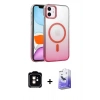 MARSİLYAN™- iPhone 11 Kılıf Ahenk Doku Özel Seri - Siyah Bilvis 5in1 5D Magic Hayalet Cam Ekran Koruyucu + PVD Metal Kamera Lens - TU