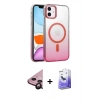 MARSİLYAN™- iPhone 11 Kılıf Ahenk Doku Özel Seri - Siyah Bilvis 5in1 5D Magic Hayalet Cam Ekran Koruyucu + Raze Metal Kamera Lens - SH