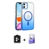 MARSİLYAN™- iPhone 11 Kılıf Ahenk Doku Özel Seri - Siyah Bilvis 5in1 5D Magic Hayalet Cam Ekran Koruyucu + PVD Metal Kamera Lens - YL