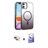MARSİLYAN™- iPhone 11 Kılıf Ahenk Doku Özel Seri - Siyah Bilvis 5in1 5D Magic Hayalet Cam Ekran Koruyucu + Pers Alüminyum Kamera Lens - KI