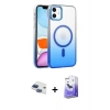 MARSİLYAN™- iPhone 11 Kılıf Ahenk Doku Özel Seri - Siyah Bilvis 5in1 5D Magic Hayalet Cam Ekran Koruyucu + Pers Alüminyum Kamera Lens - LT
