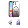 MARSİLYAN™- iPhone 11 Kılıf Ahenk Doku Özel Seri - Siyah Bilvis 5in1 5D Magic Hayalet Cam Ekran Koruyucu + Raze Metal Kamera Lens - GS