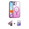MARSİLYAN™- iPhone 11 Kılıf Ahenk Doku Özel Seri - Siyah Bilvis 5in1 5D Magic Hayalet Cam Ekran Koruyucu + Raze Metal Kamera Lens - SH