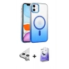 MARSİLYAN™- iPhone 11 Kılıf Ahenk Doku Özel Seri - Siyah Bilvis 5in1 5D Magic Hayalet Cam Ekran Koruyucu + Raze Metal Kamera Lens - GS