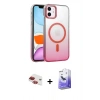 MARSİLYAN™- iPhone 11 Kılıf Ahenk Doku Özel Seri - Siyah Bilvis 5in1 5D Magic Hayalet Cam Ekran Koruyucu + Pers Alüminyum Kamera Lens - KI